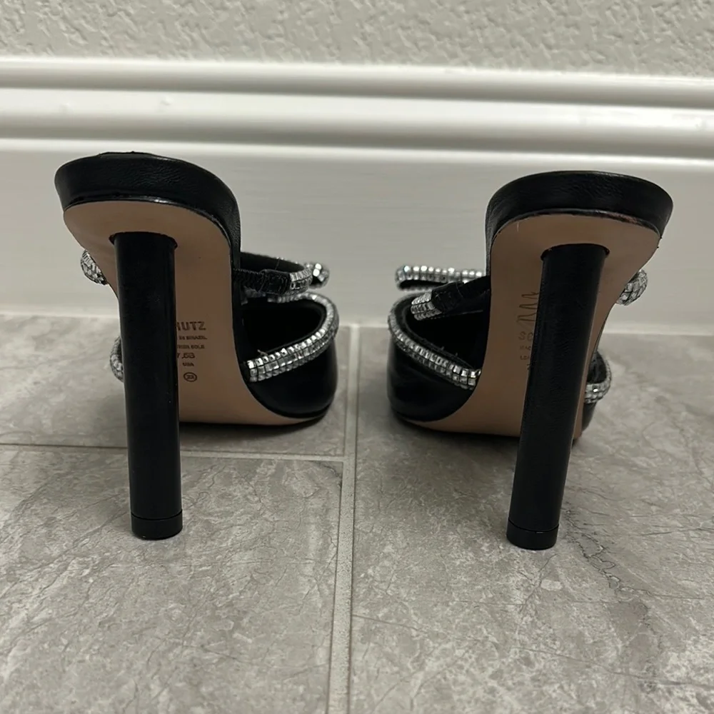 SCHUTZ Black Bow Embellished Heels